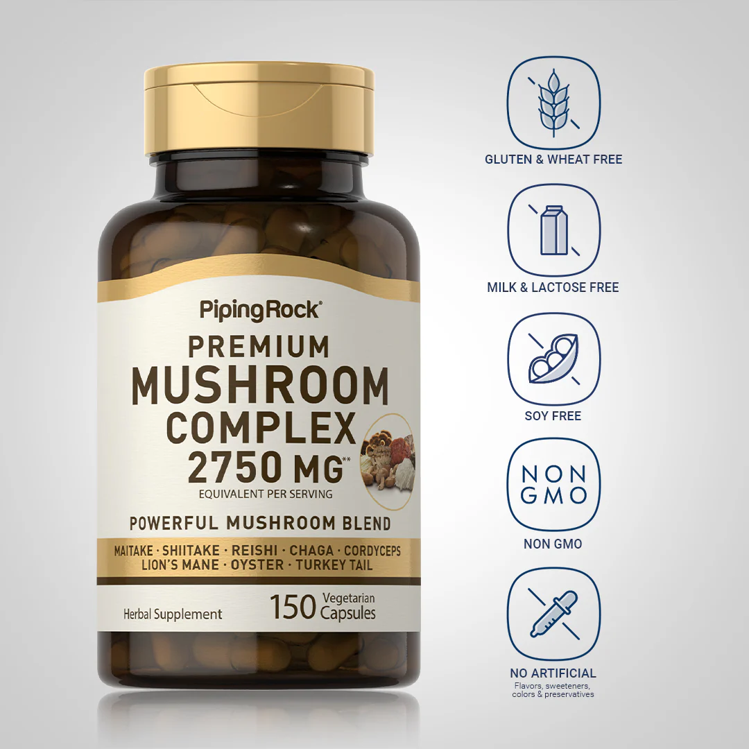 8 Mushroom Complex, 2750 mg (per serving), 150 Vegetarian Capsules - Image 4