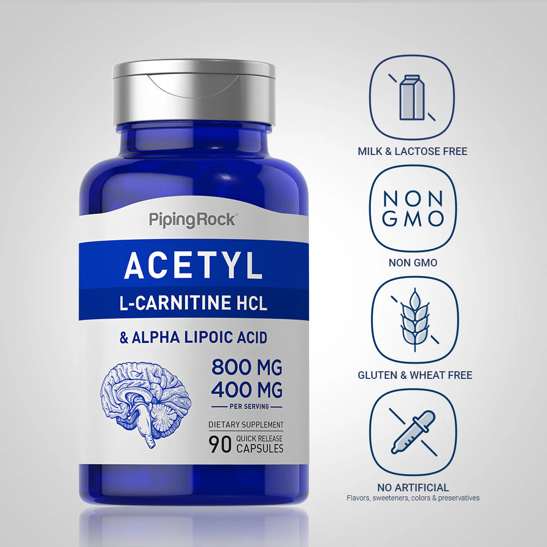 Acetyl L-Carnitine 800 mg & Alpha Lipoic Acid 400 mg, 90 Quick Release Capsules, 2  Bottles - Image 5