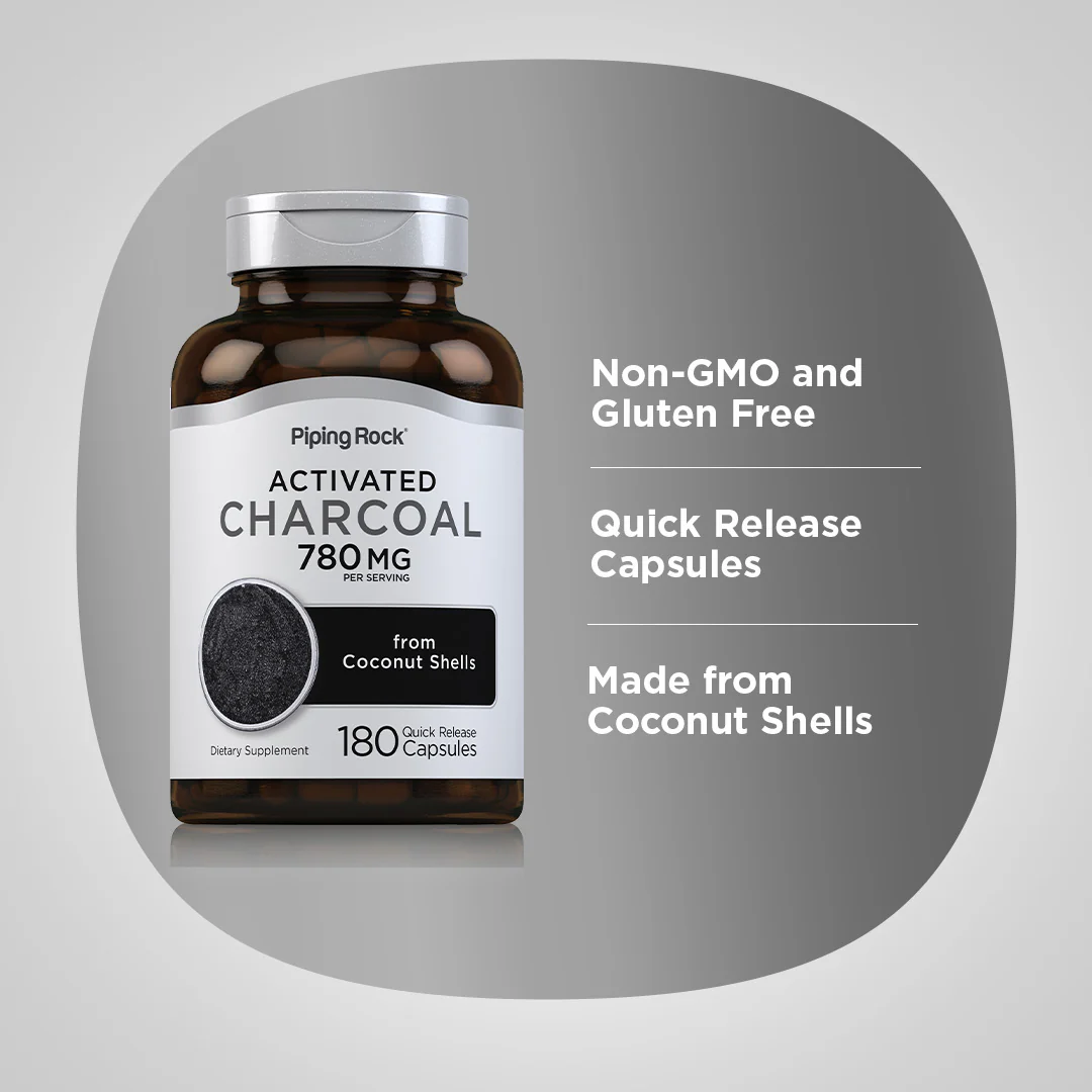 Activated Coconut Charcoal, 780 mg (per serving), 180 Quick Release Capsules - Image 4