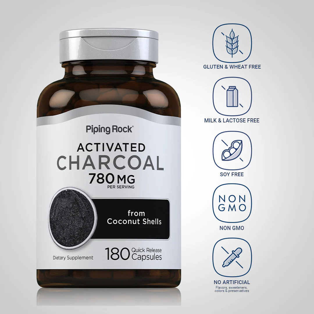 Activated Coconut Charcoal, 780 mg (per serving), 180 Quick Release Capsules, 2  Bottles - Image 5