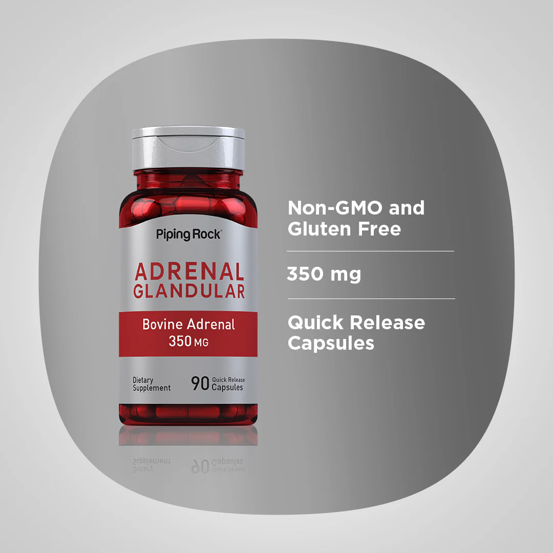 Adrenal Glandular (Bovine), 350 mg, 90 Quick Release Capsules, 2  Bottles - Image 4