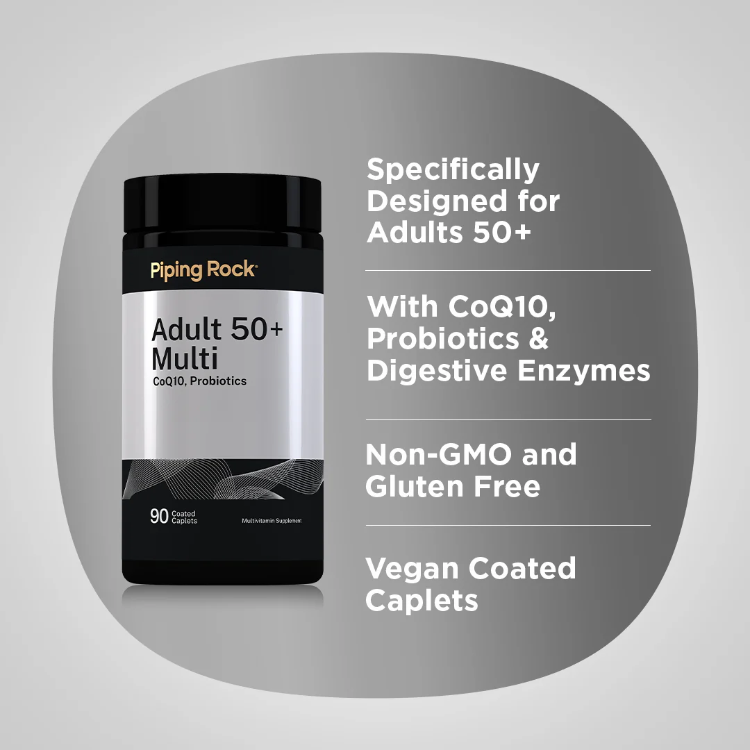 Adult 50+ Multivitamin, 90 Coated Caplets, 2  Bottles - Image 3