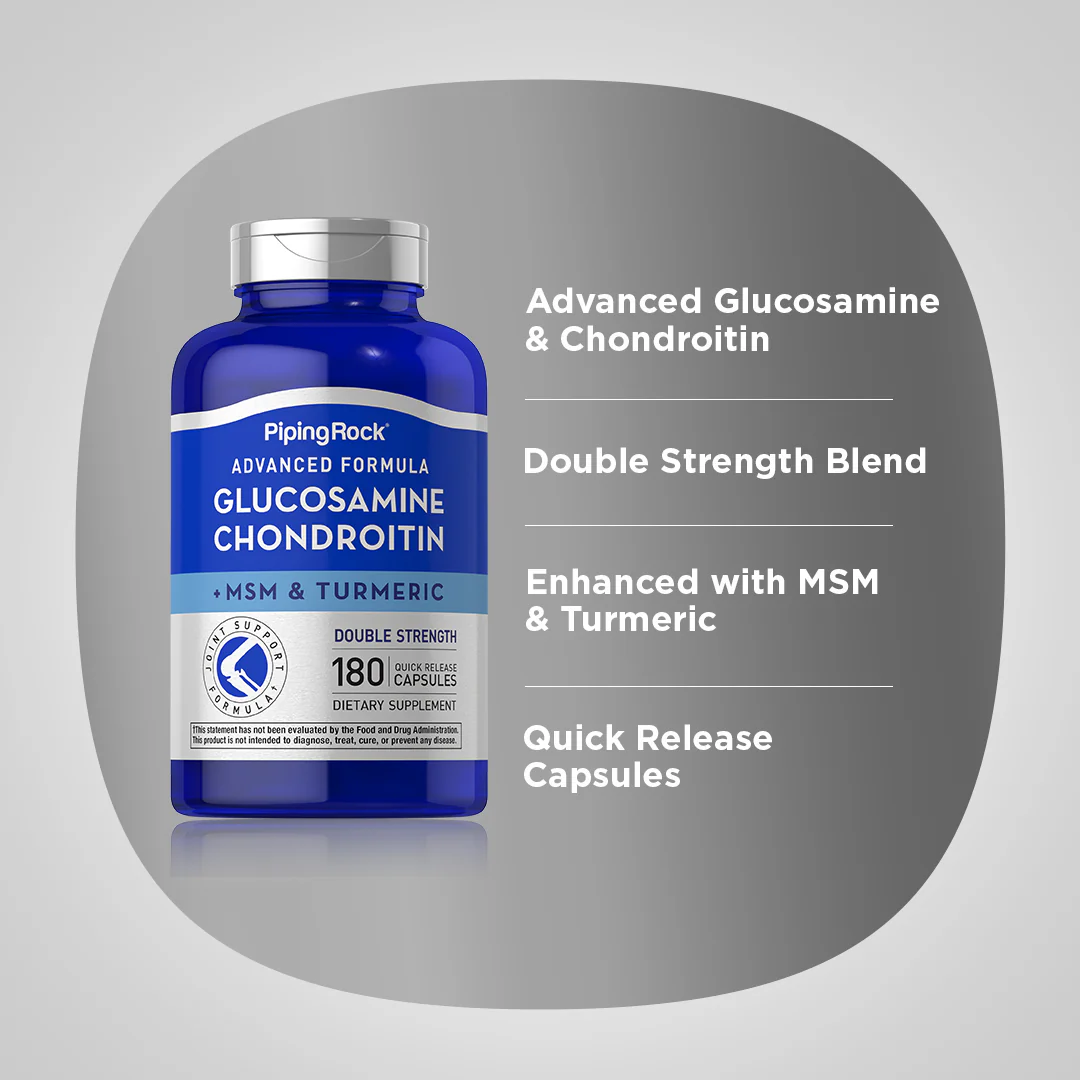 Advanced Double Strength Glucosamine Chondroitin MSM Plus Turmeric, 180 Quick Release Capsules - Image 4