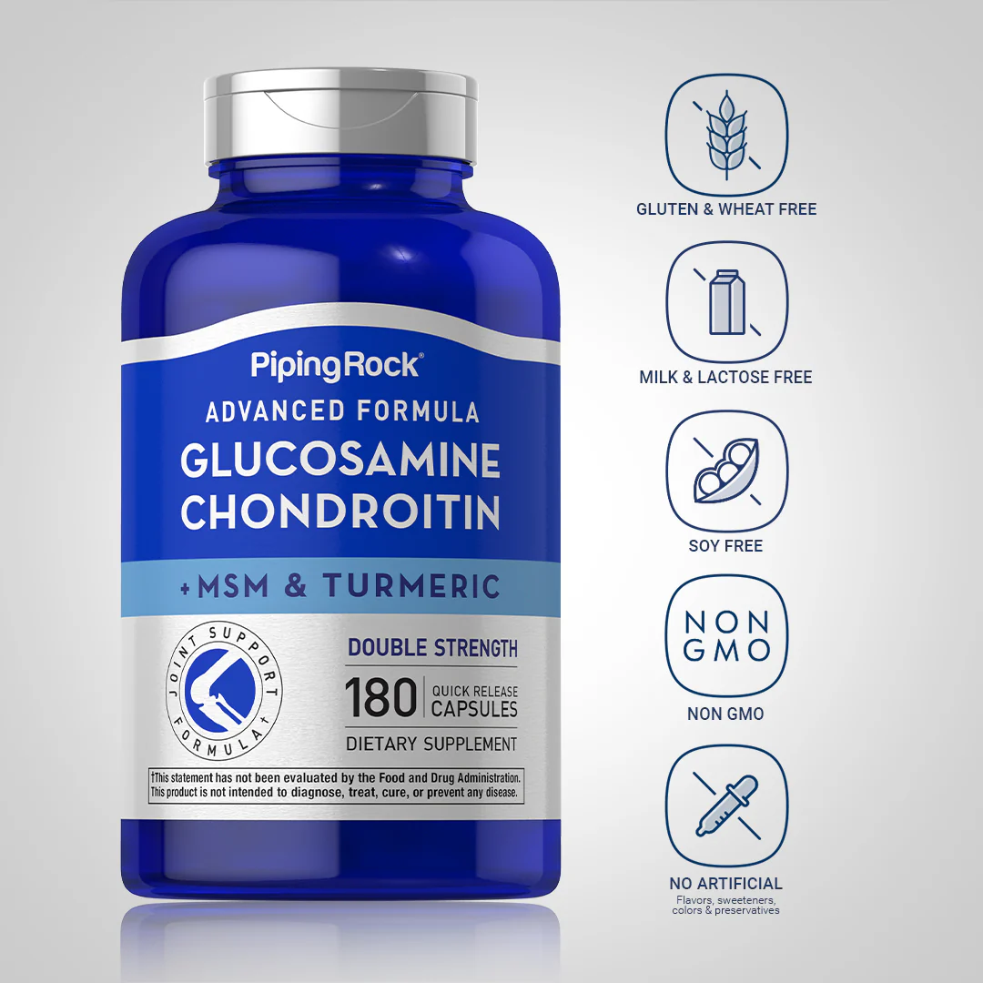 Advanced Double Strength Glucosamine Chondroitin MSM Plus Turmeric, 180 Quick Release Capsules, 2  Bottles - Image 5