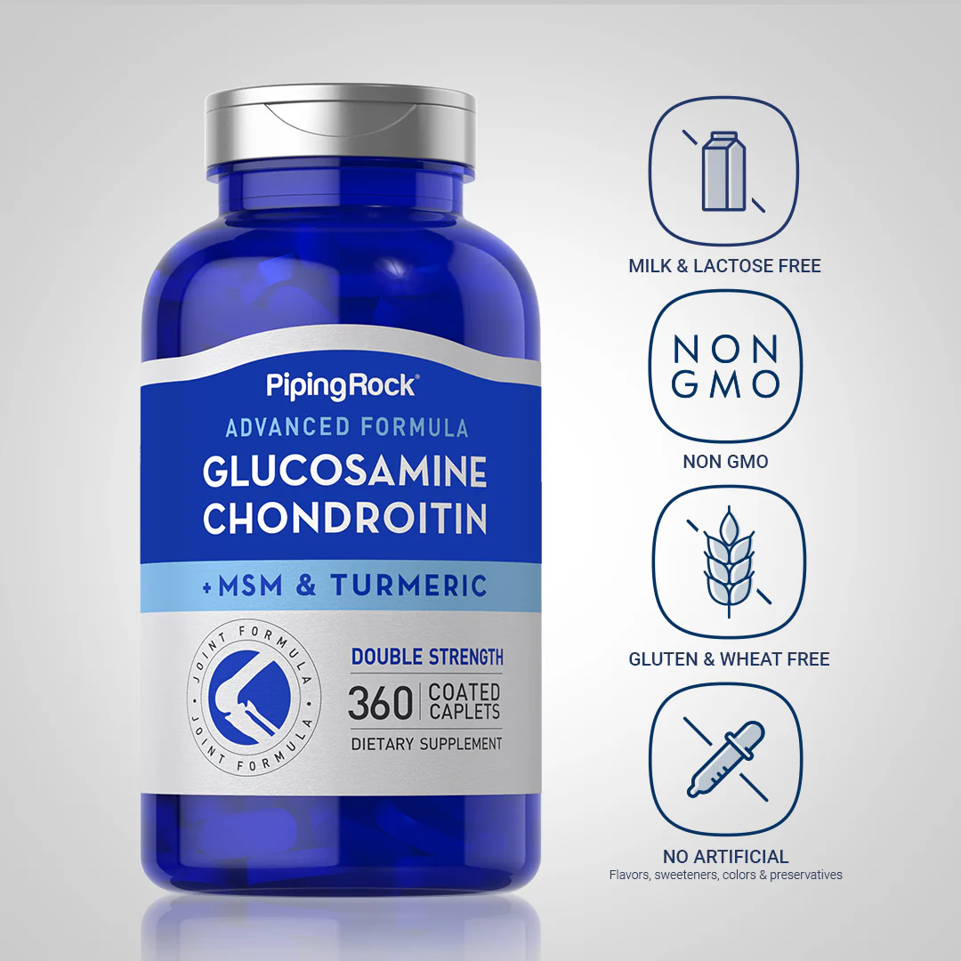Advanced Double Strength Glucosamine Chondroitin MSM Plus Turmeric, 360 Coated Caplets - Image 5
