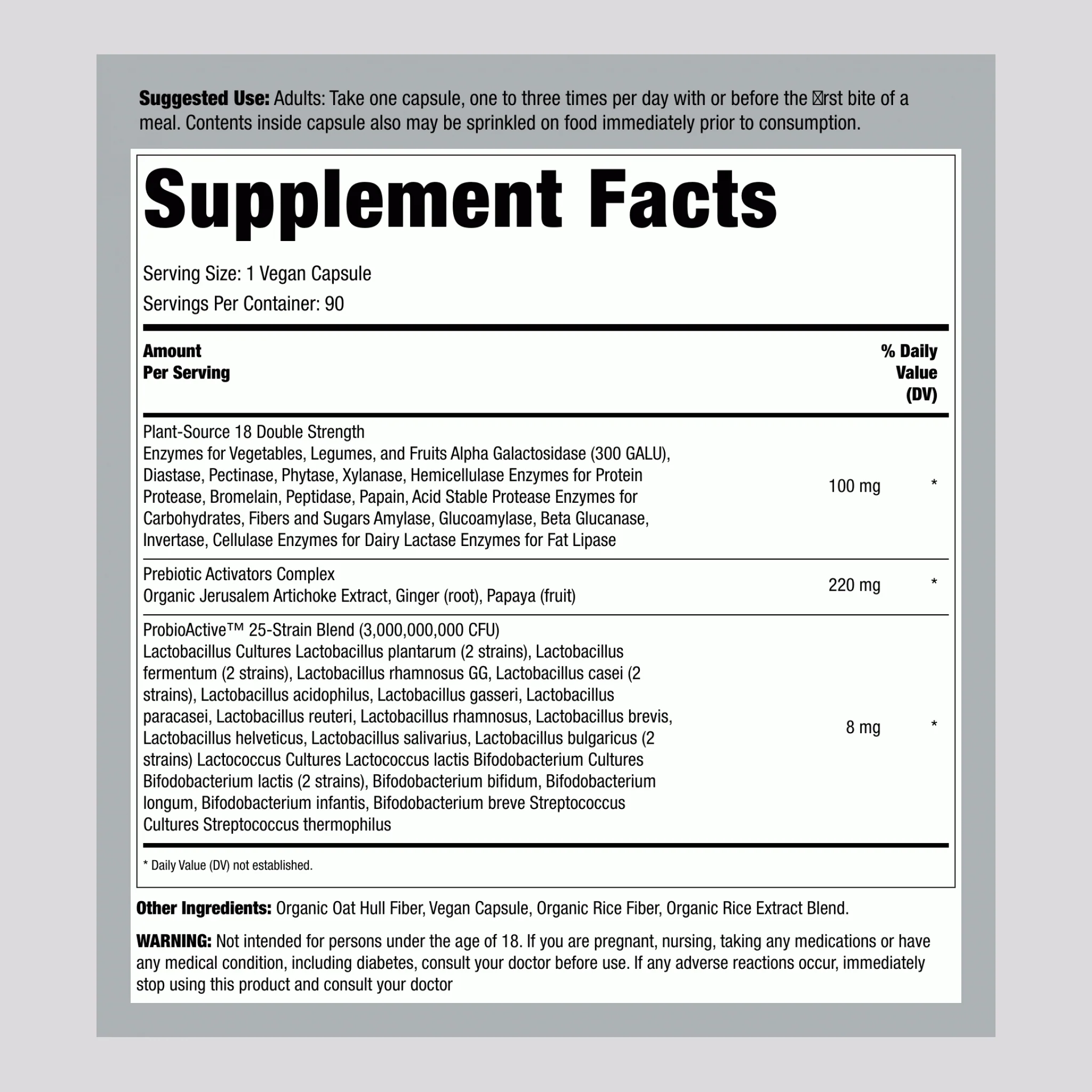 Advanced Multi Enzyme Double Strength  plus Probiotics, 90 Vegan Capsules - Image 2