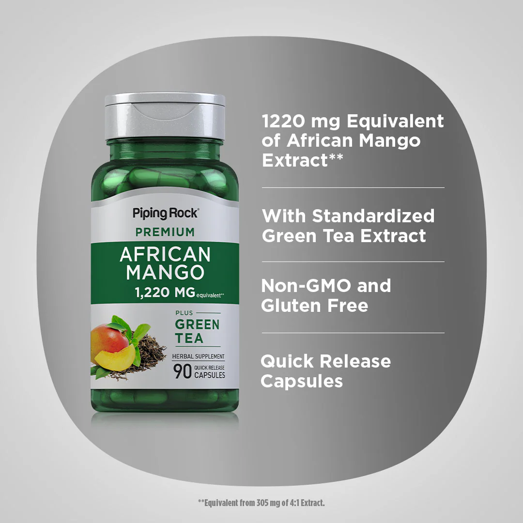 African Mango & Green Tea, 1220 mg, 90 Quick Release Capsules - Image 4