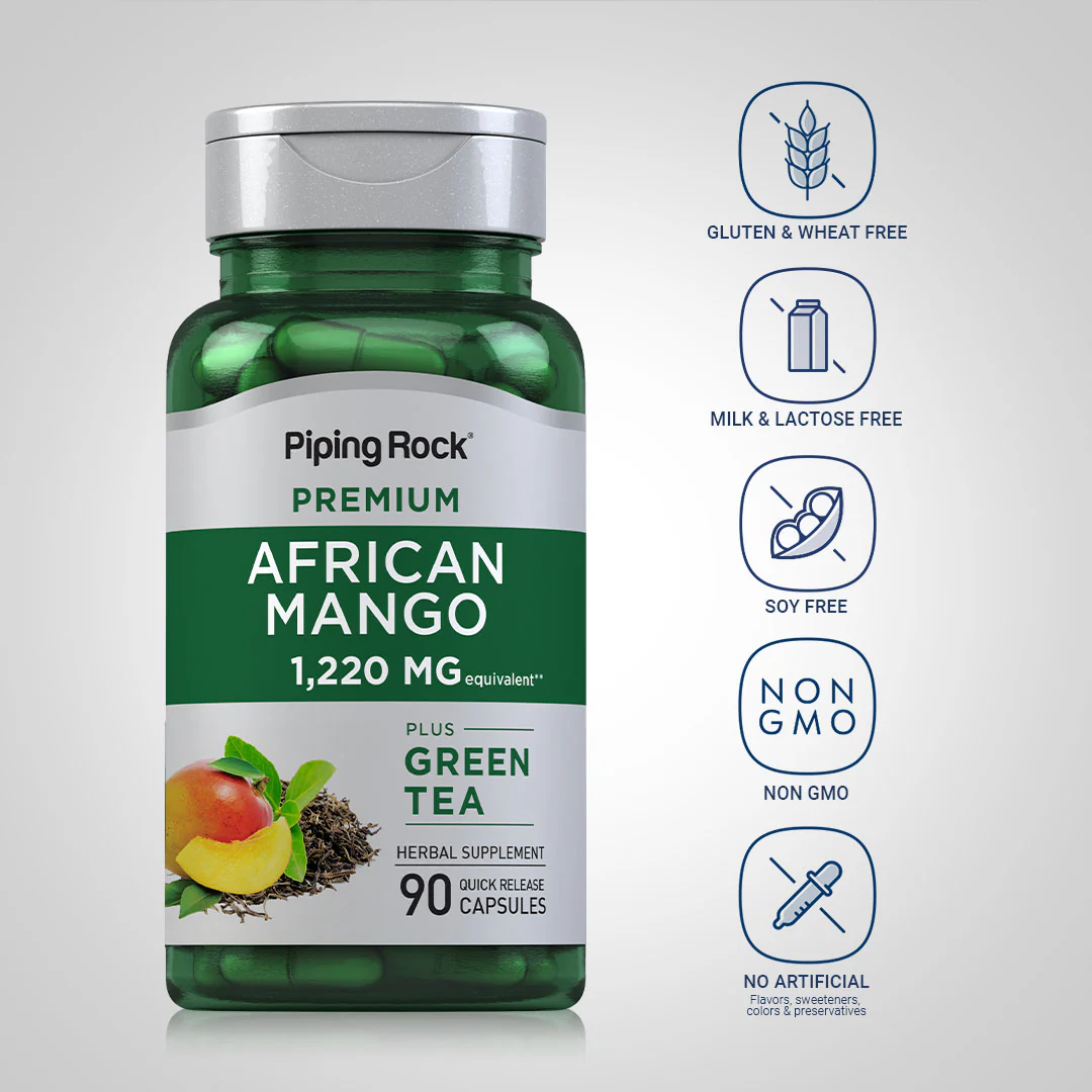 African Mango & Green Tea, 1,220 mg, 90 Quick Release Capsules, 2  Bottles - Image 5