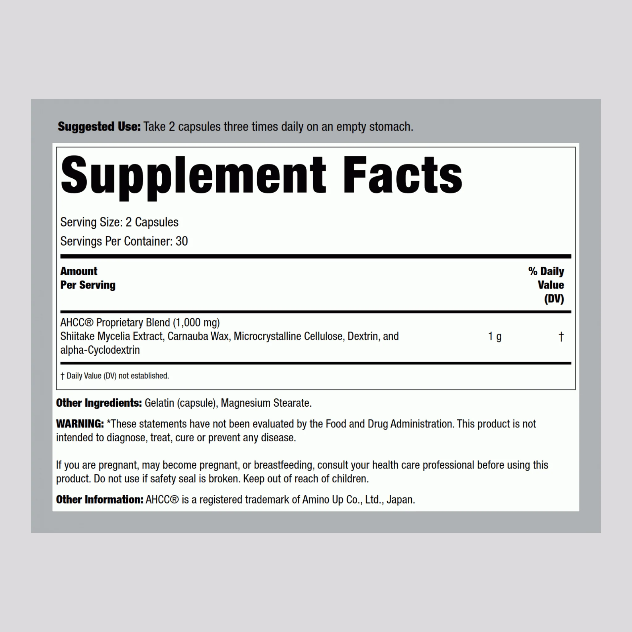 AHCC, 500 mg, 60 Capsules - Image 2