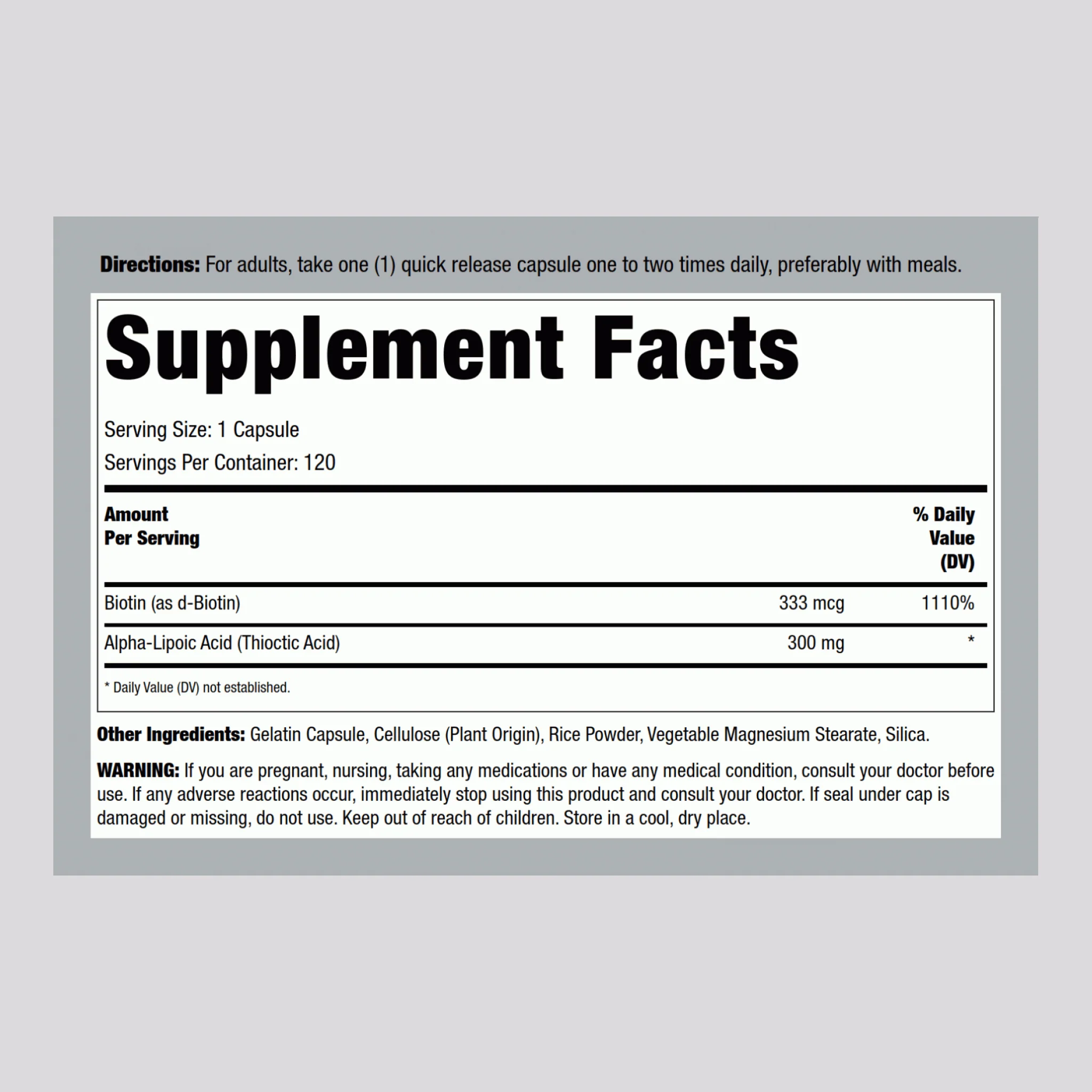 Alpha Lipoic Acid, 300 mg, 120 Quick Release Capsules - Image 2
