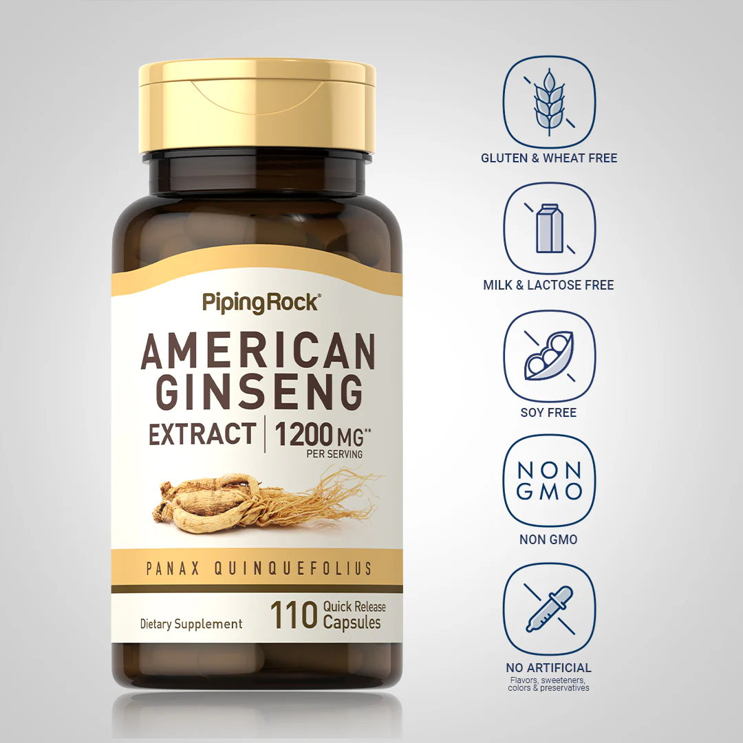 American Ginseng, 1200 mg (per serving), 110 Quick Release Capsules, 2  Bottles - Image 5