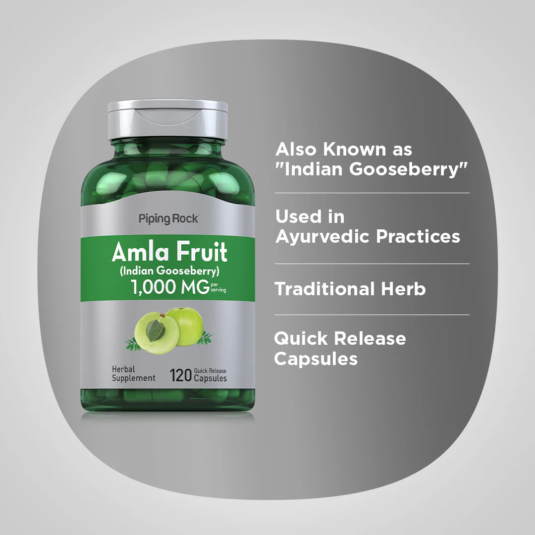 Amla Fruit (Indian Gooseberry), 1,000 mg (per serving), 120 Quick Release Capsules - Image 4