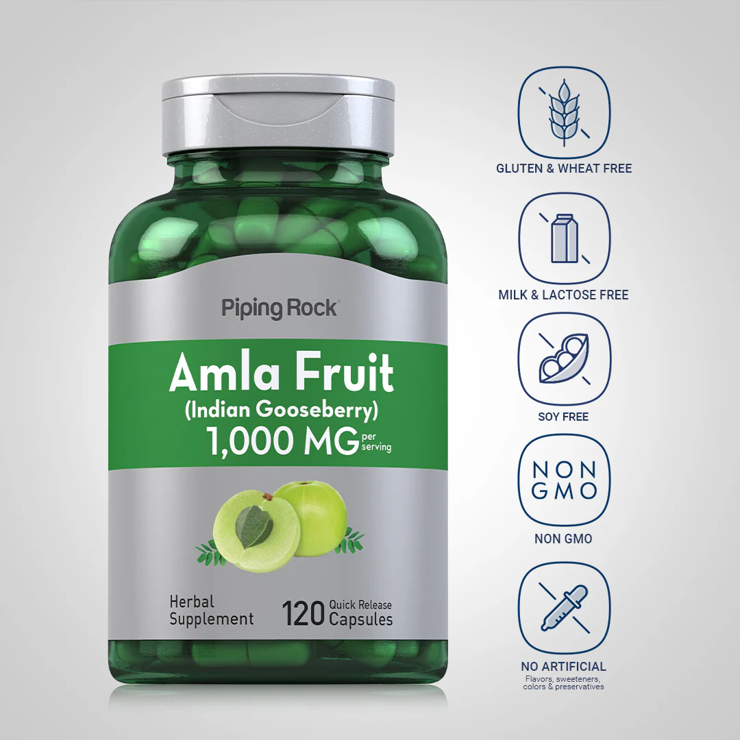 Amla Fruit (Indian Gooseberry), 1,000 mg (per serving), 120 Quick Release Capsules, 2  Bottles - Image 5