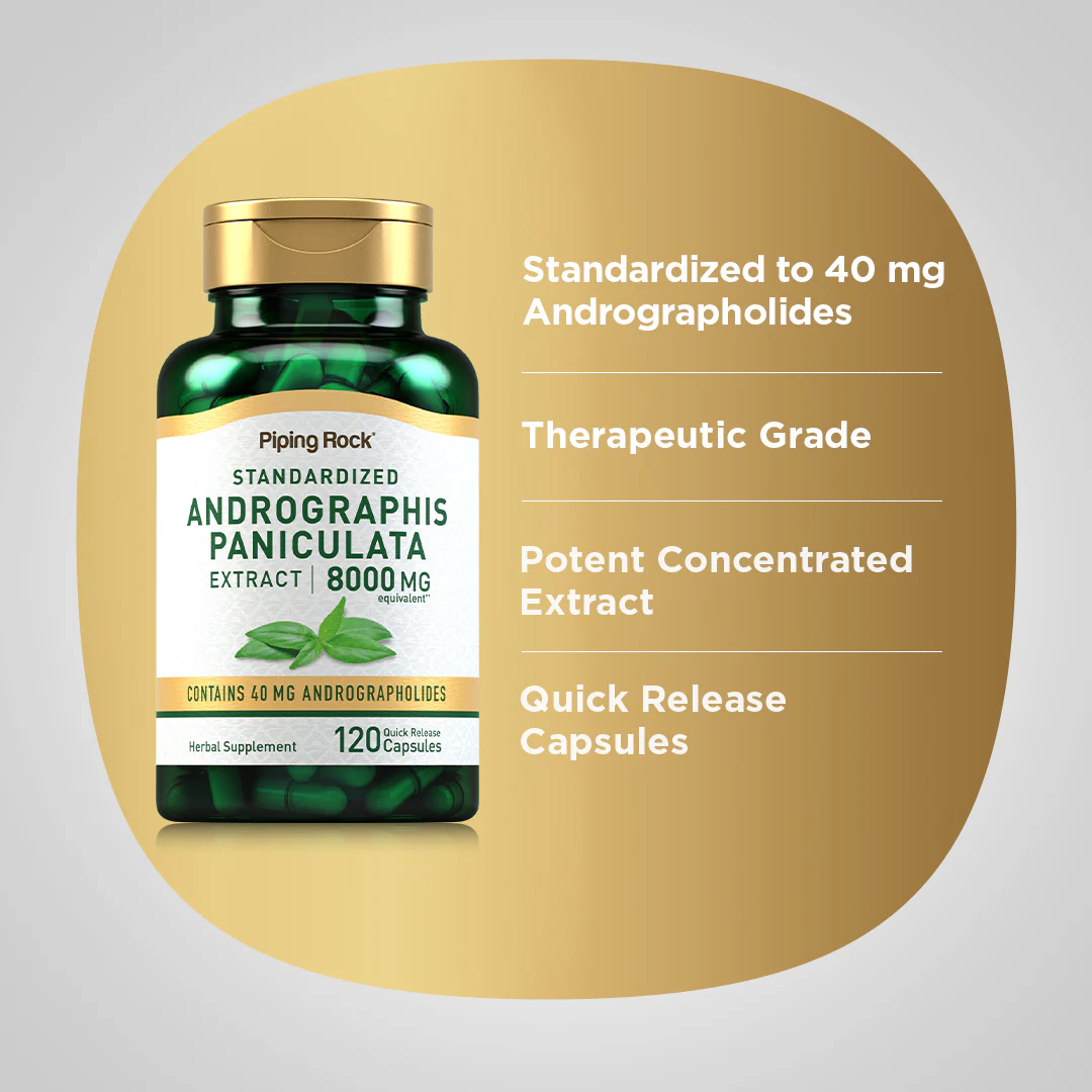 Andrographis Paniculata Extract, 8000 mg, 120 Quick Release Capsules - Image 3