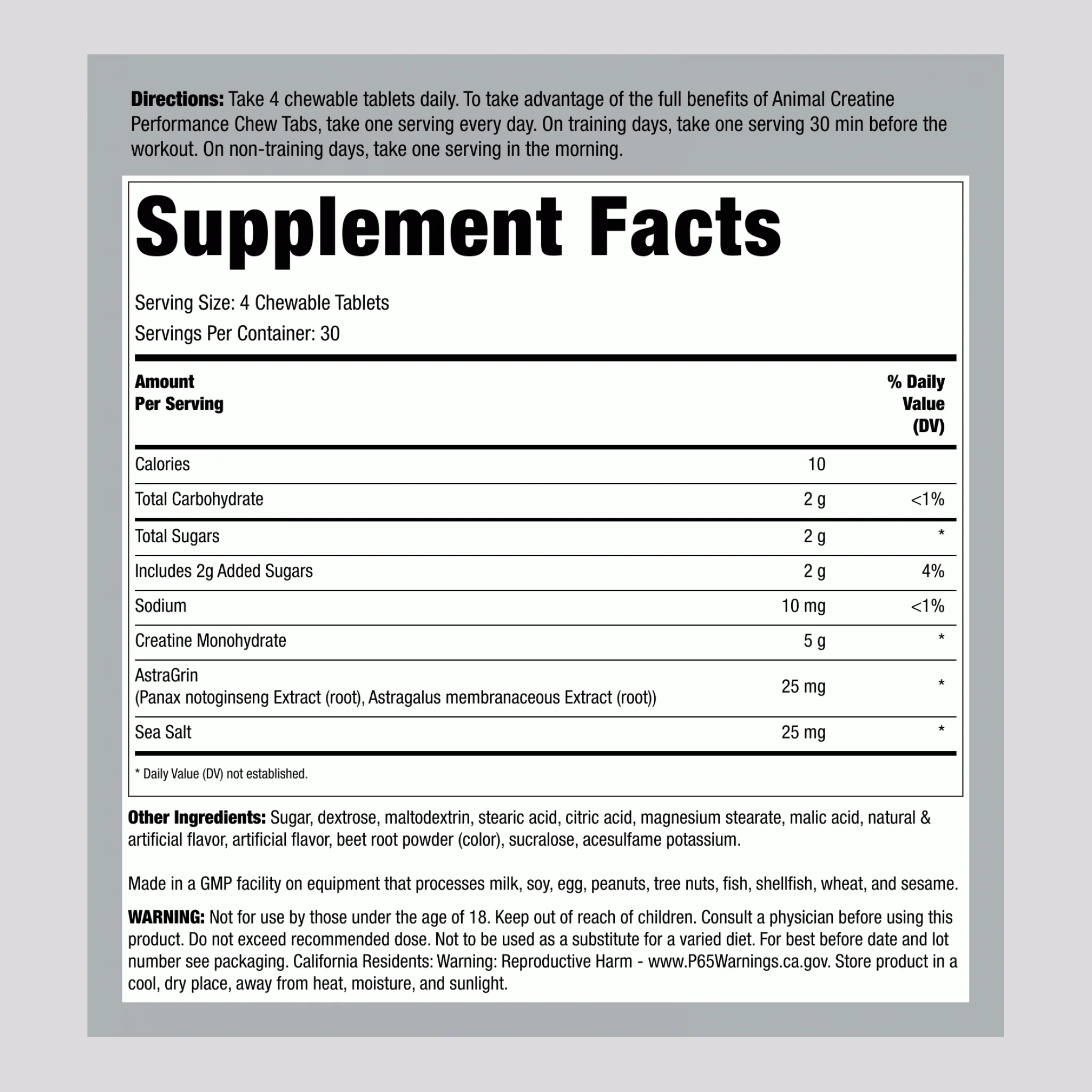 Animal Creatine Chews Fruit Punch, 120 Chewable Tablets - Image 2