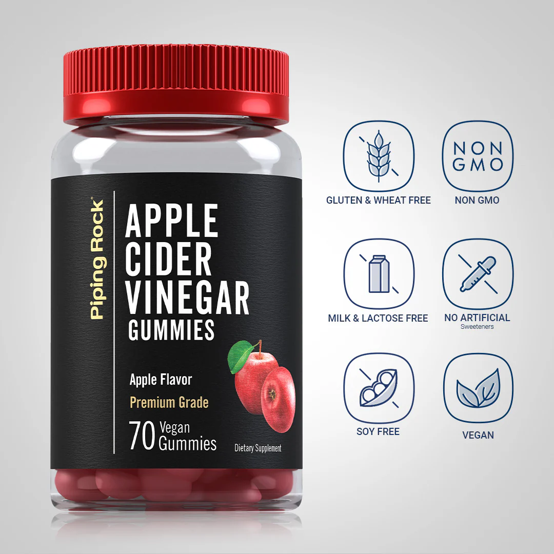 Apple Cider Vinegar (Delicious Apple), 70 Vegan Gummies, 2  Bottles - Image 4