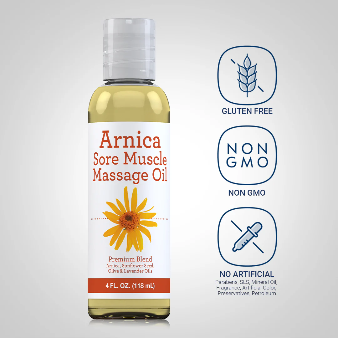 Arnica Massage Oil, 4 fl oz (118 mL) Bottle - Image 4