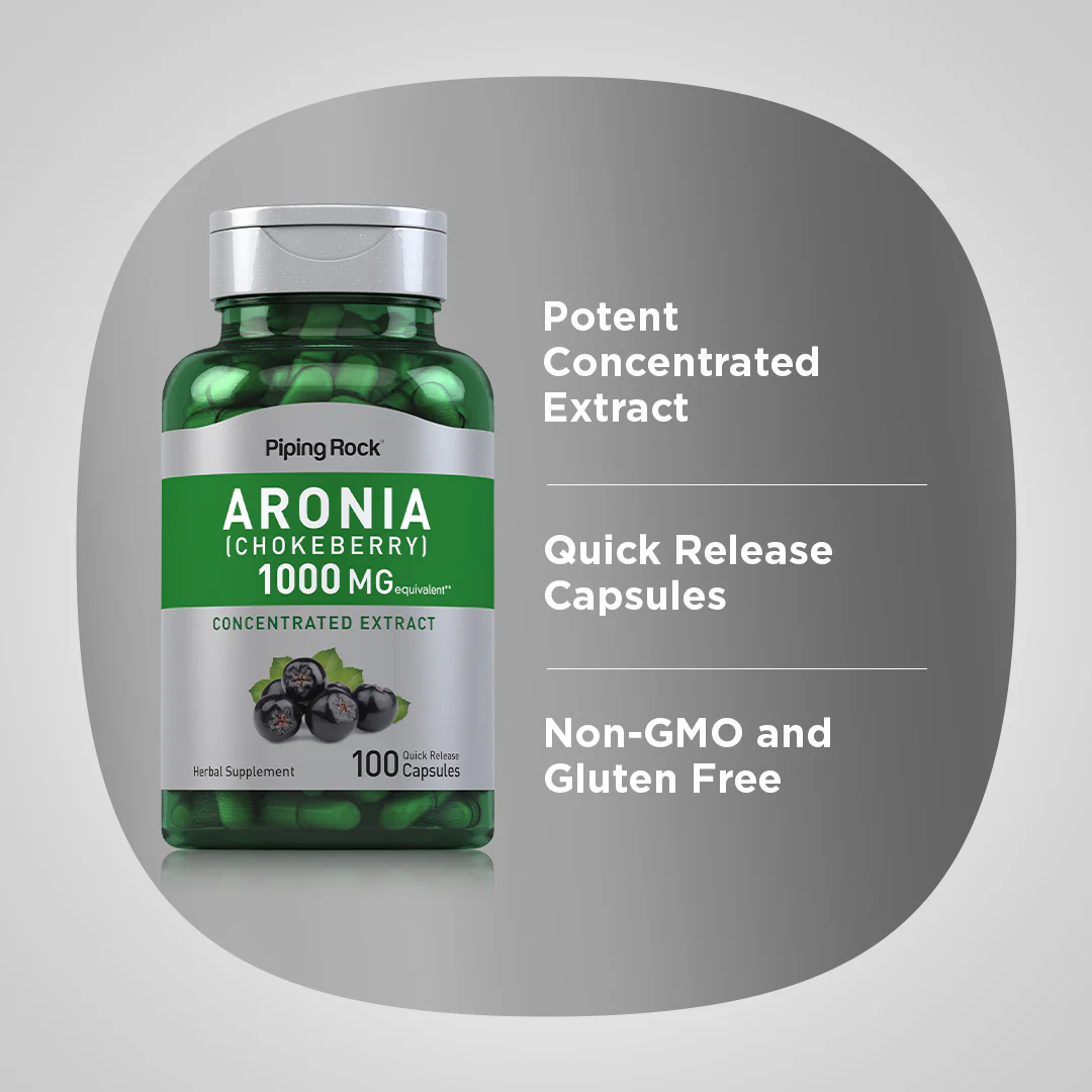 Aronia (Chokeberry), 1000 mg, 100 Quick Release Capsules - Image 4