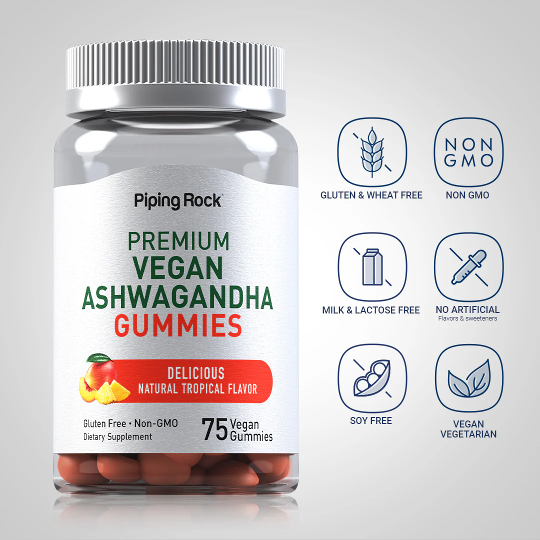 Ashwagandha (Delicious Tropical), 75 Vegan Gummies - Image 4