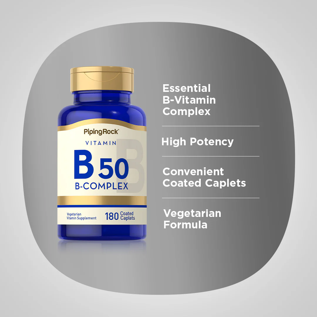 B-50 Vitamin B Complex, 180 Coated Caplets - Image 4