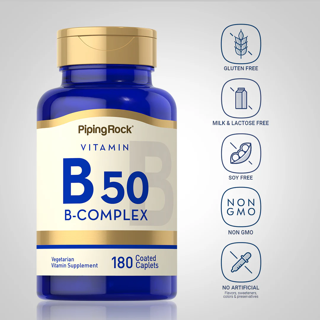 B-50 Vitamin B Complex, 180 Coated Caplets - Image 5