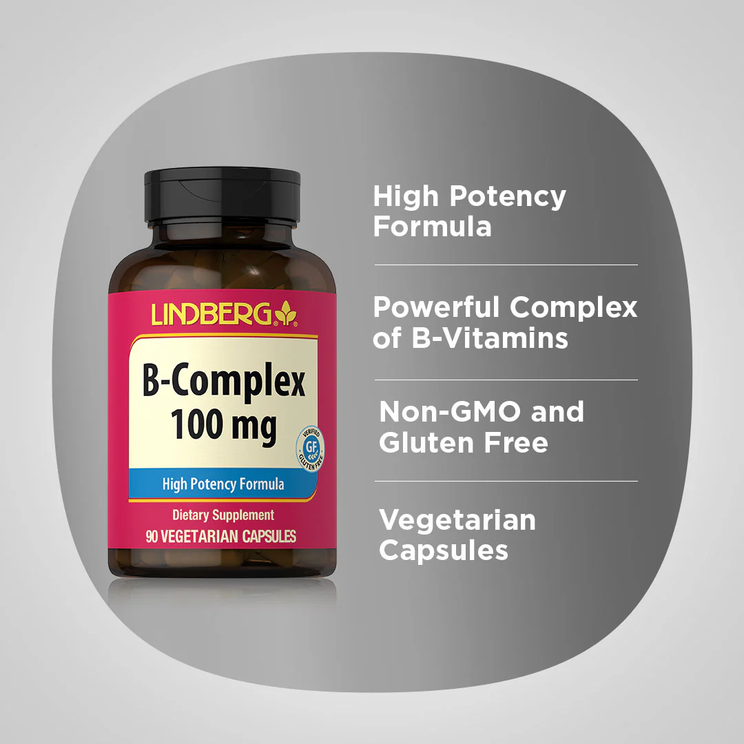 B-Complex, 100 mg, 90 Vegetarian Capsules - Image 4
