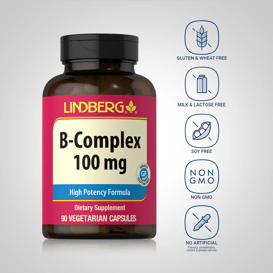 B-Complex, 100 mg, 90 Vegetarian Capsules - Image 5