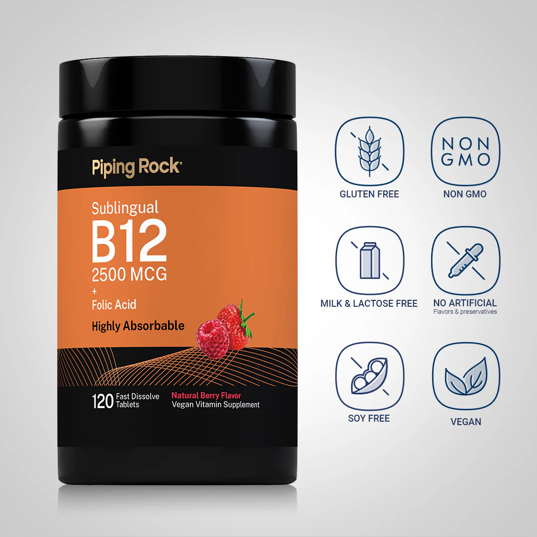 B12 2500 mcg + Folic Acid 400 mcg, 120 Fast Dissolve Tablets - Image 5