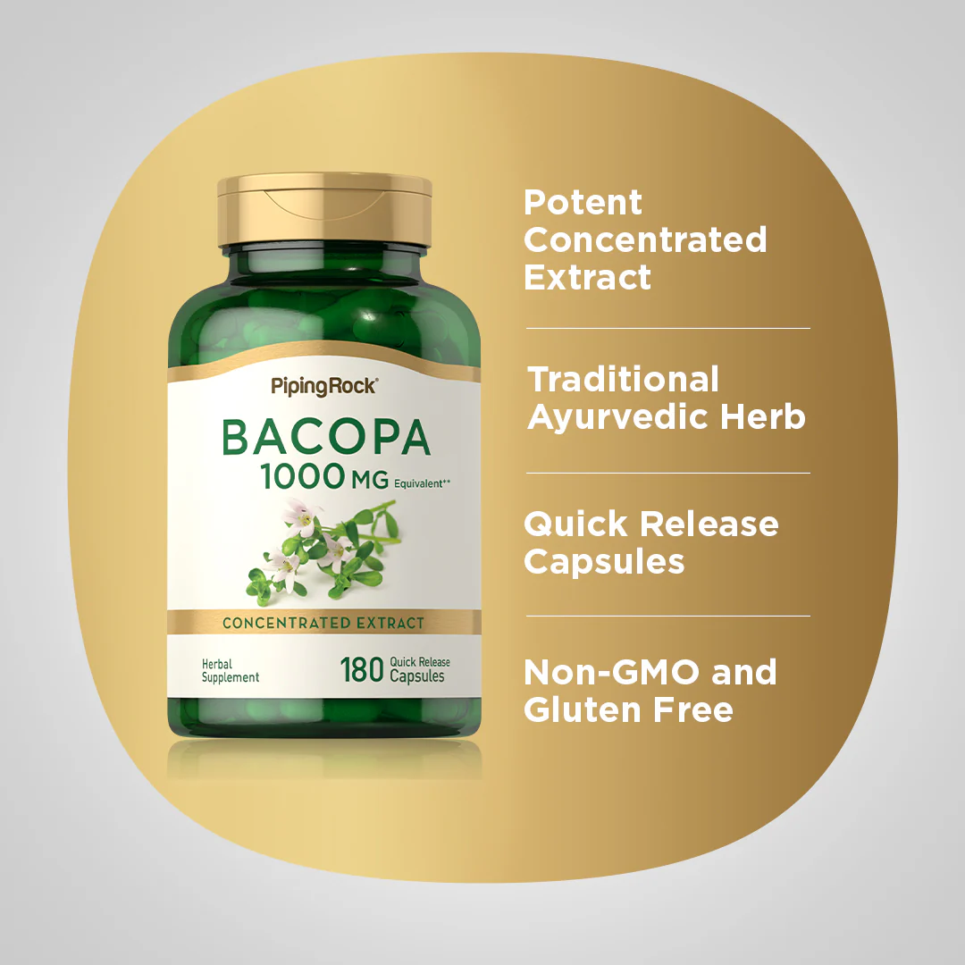 Bacopa Monnieri, 1000 mg, 180 Quick Release Capsules, 2  Bottles - Image 3