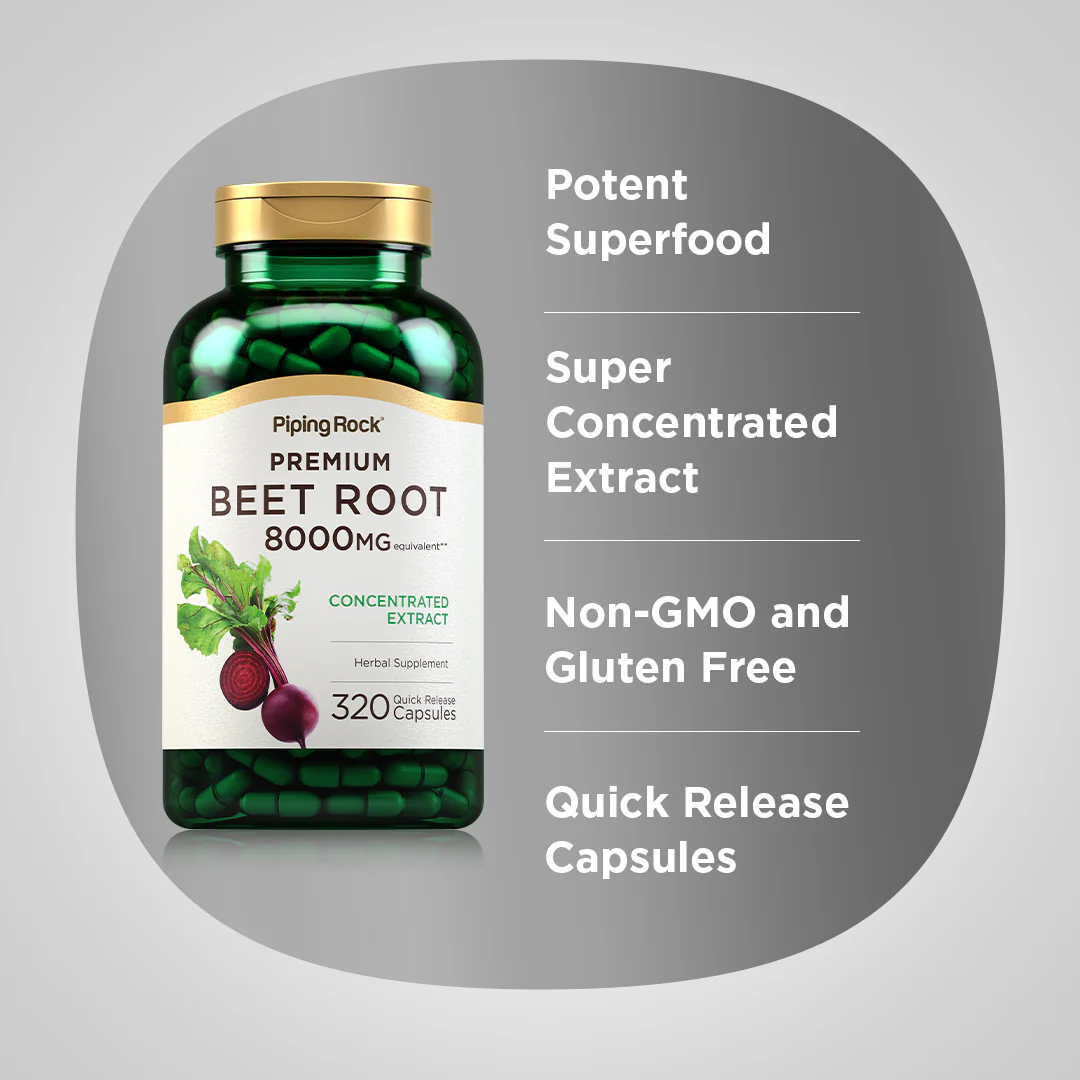 Beet Root Concentrated Extract, 8000 mg, 320 Quick Release Capsules - Image 3