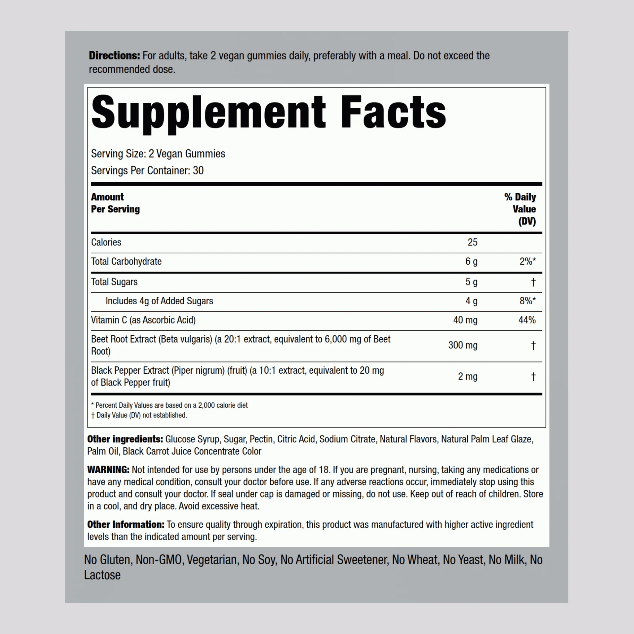 Beet Root (Strawberry), 60 Vegan Gummies, 2  Bottles - Image 2