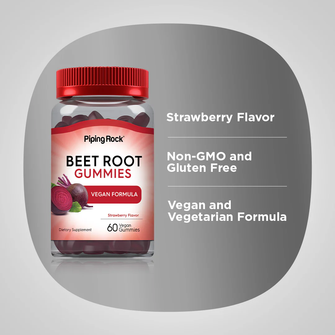 Beet Root (Strawberry), 60 Vegan Gummies, 2  Bottles - Image 3