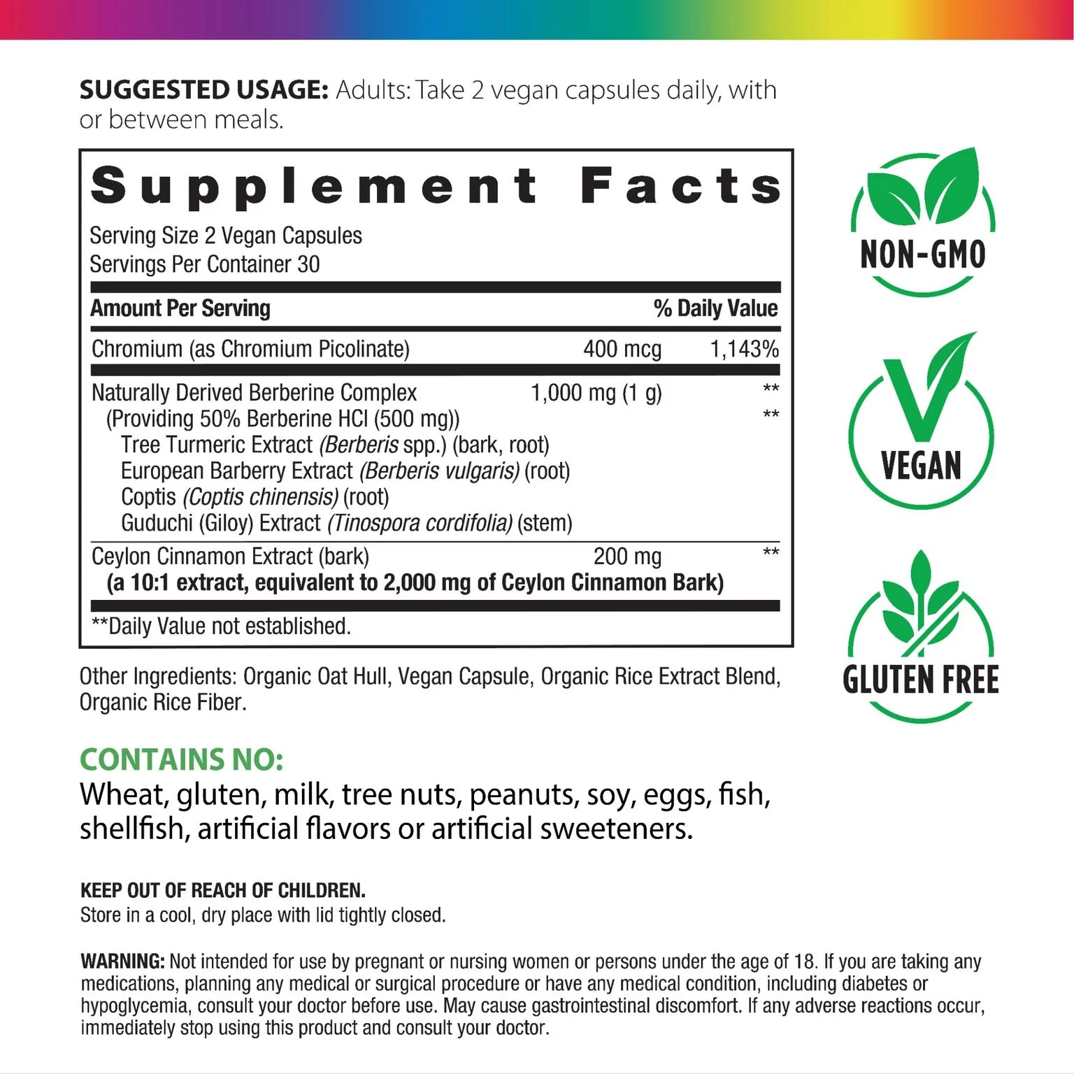Berberine Complex 1000 mg, 60 Vegan Capsules - Image 3