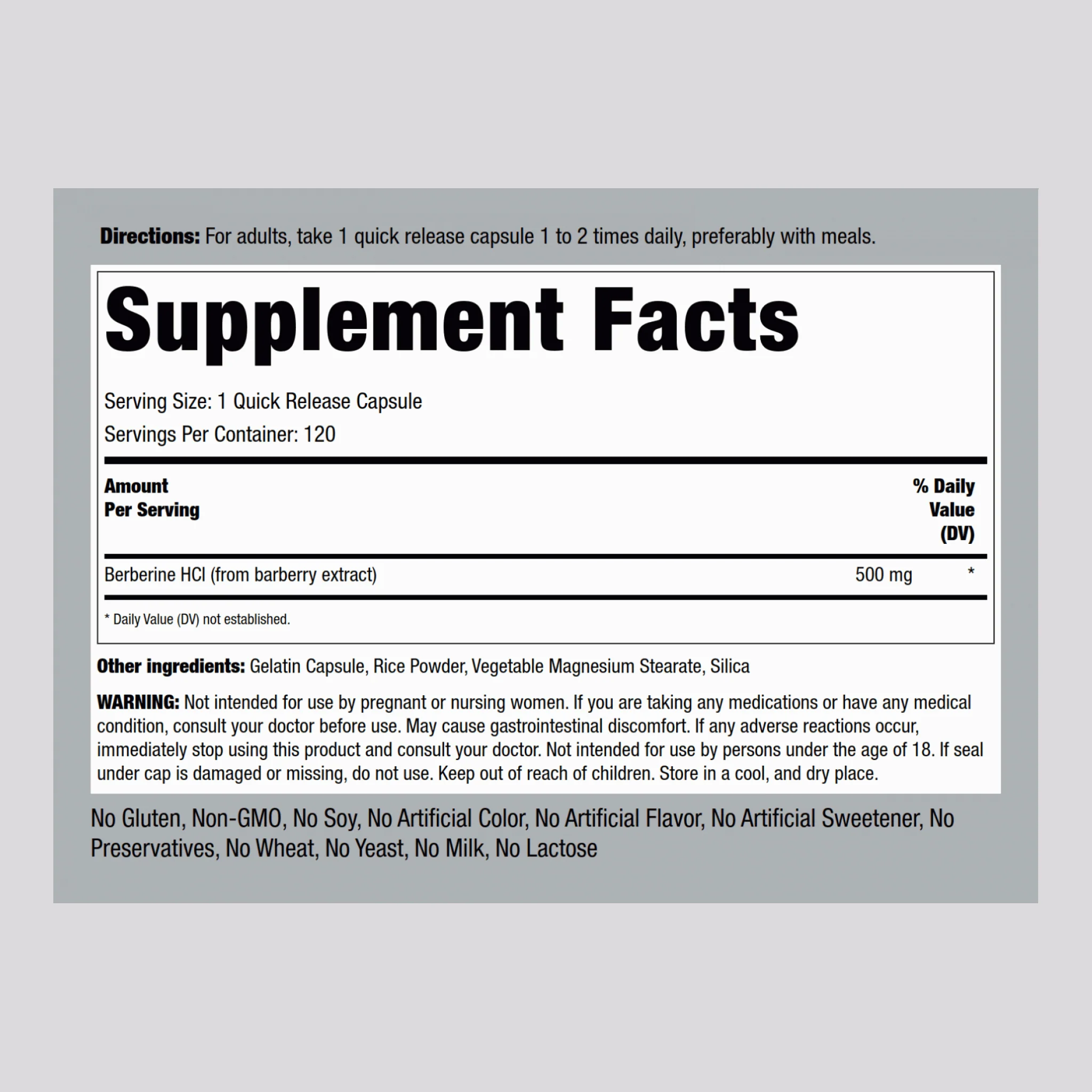 Berberine HCL, 500 mg, 120 Quick Release Capsules, 2  Bottles - Image 2