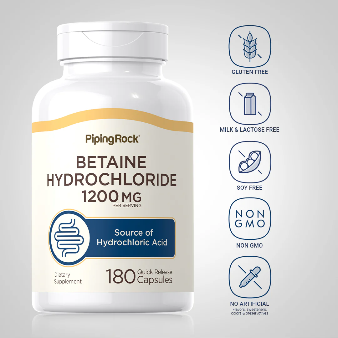 Betaine HCl, 1200 mg (per serving), 180 Quick Release Capsules - Image 5