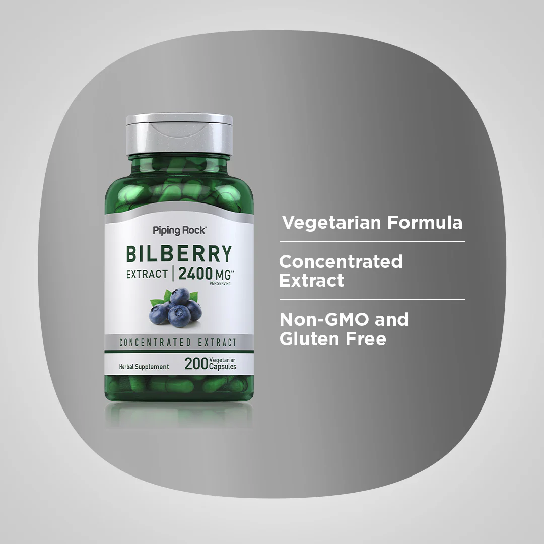 Bilberry Extract, 2400 mg (per serving), 200 Vegetarian Capsules, 2  Bottles - Image 4