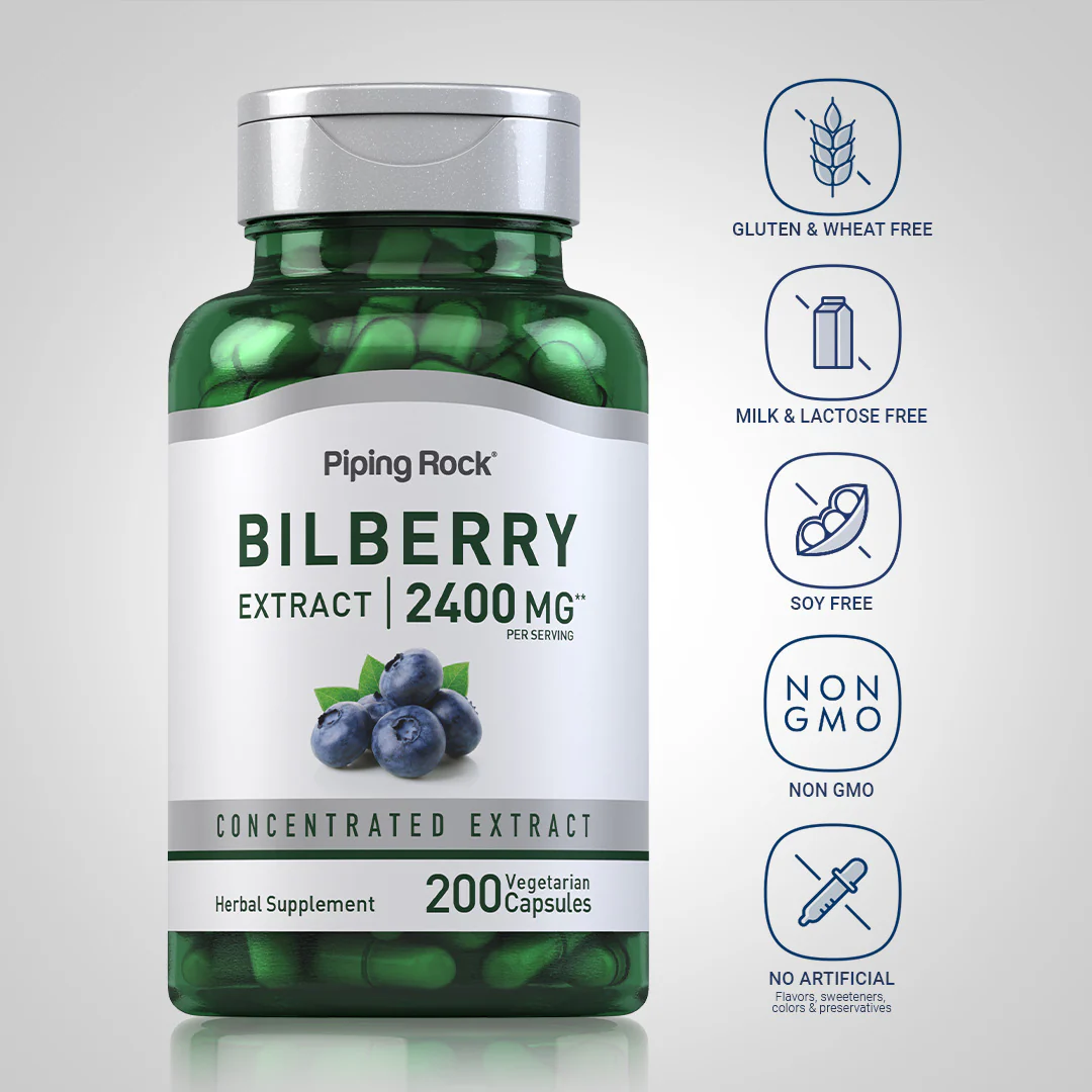 Bilberry Extract, 2400 mg (per serving), 200 Vegetarian Capsules, 2  Bottles - Image 5