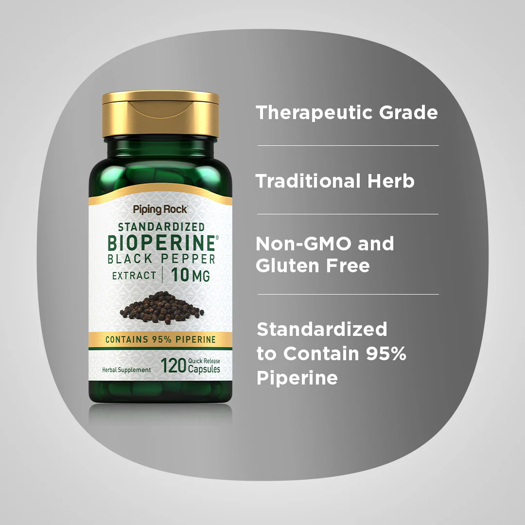 BioPerine Black Pepper Extract, 10 mg, 120 Quick Release Capsules - Image 4