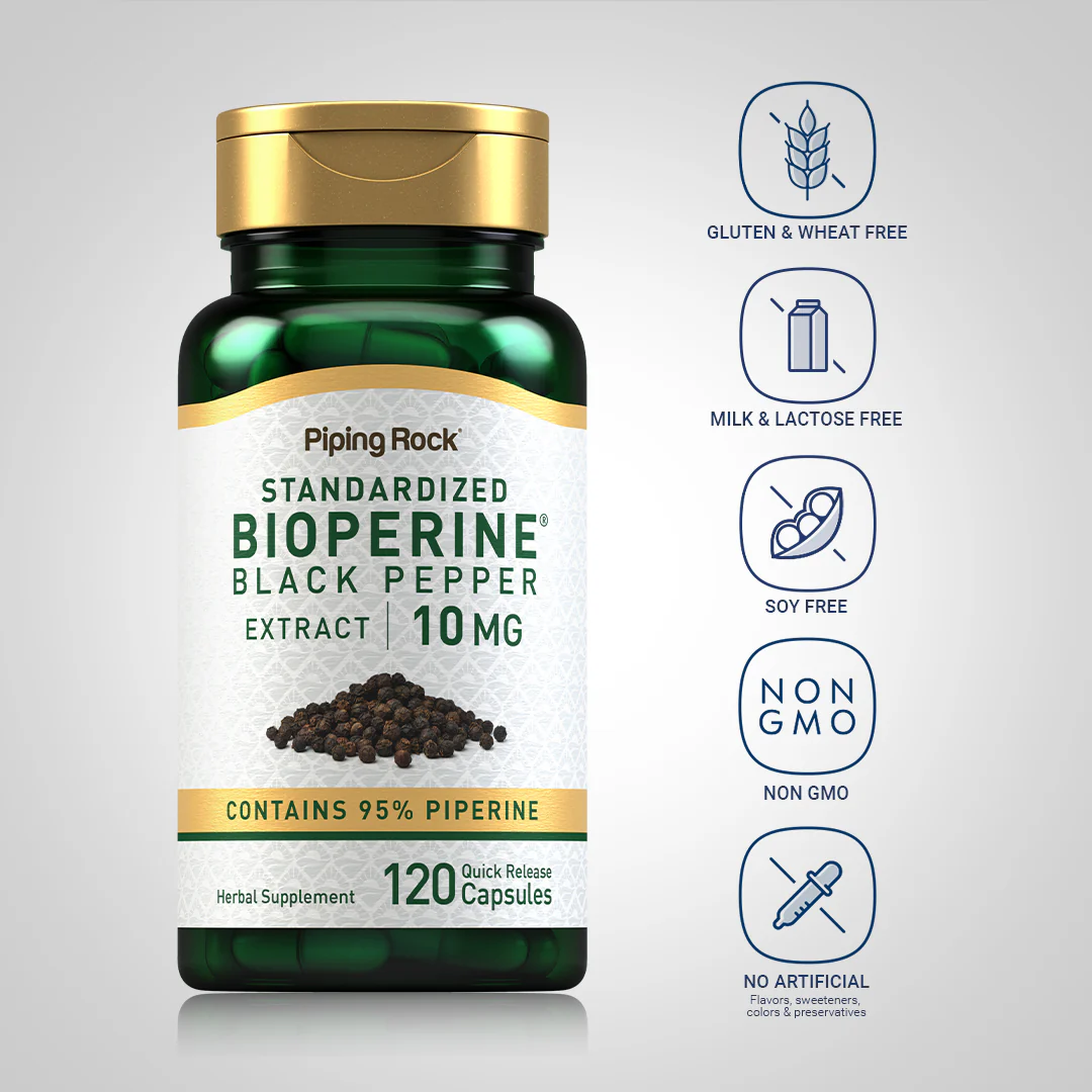 BioPerine Black Pepper Extract, 10 mg, 120 Quick Release Capsules - Image 5