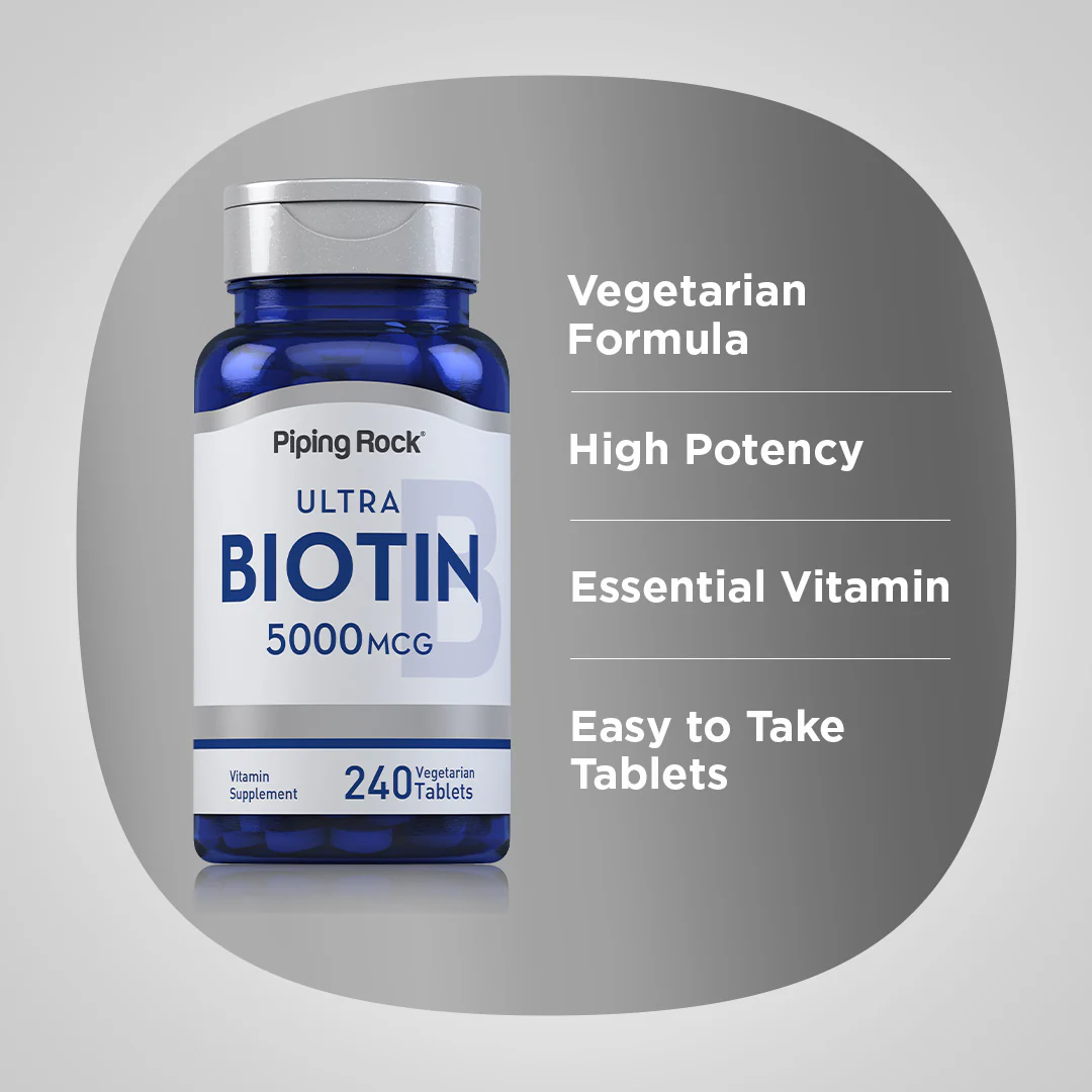 Biotin, 5000 mcg, 240 Tablets, 2  Bottles - Image 4