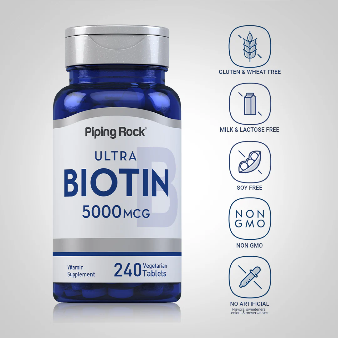 Biotin, 5000 mcg, 240 Tablets, 2  Bottles - Image 5