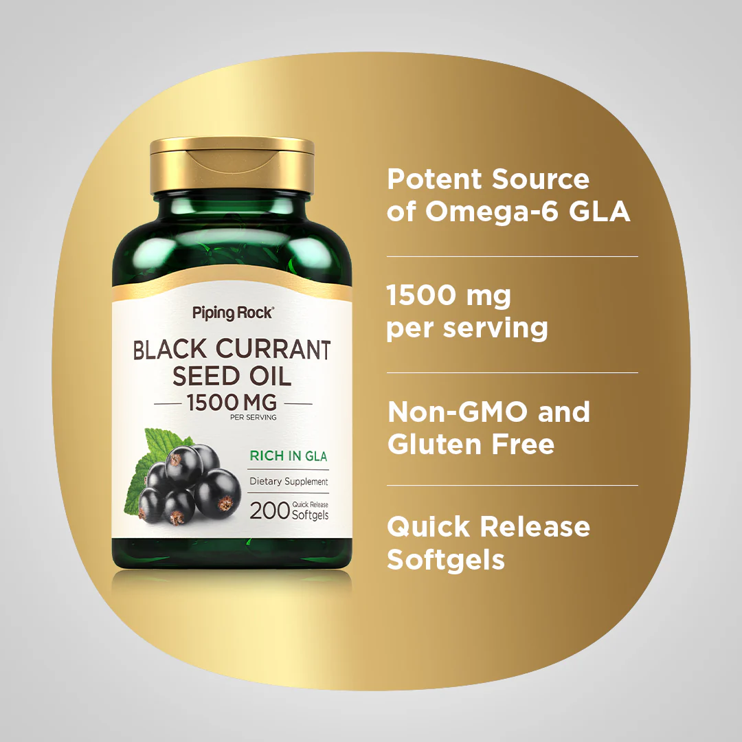 Black Currant Seed Oil, 1500 mg (per serving), 200 Quick Release Softgels, 2  Bottles - Image 4