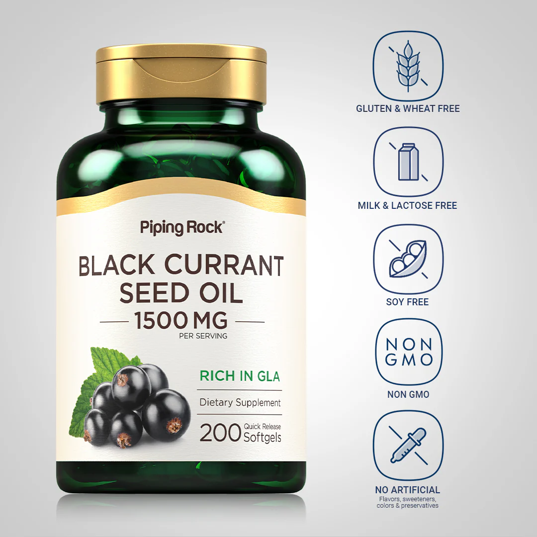 Black Currant Seed Oil, 1500 mg (per serving), 200 Quick Release Softgels - Image 5