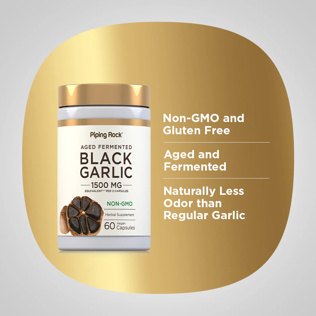 Black Garlic, 1500 mg (per serving), 60 Vegan Capsules, 2  Bottles - Image 3