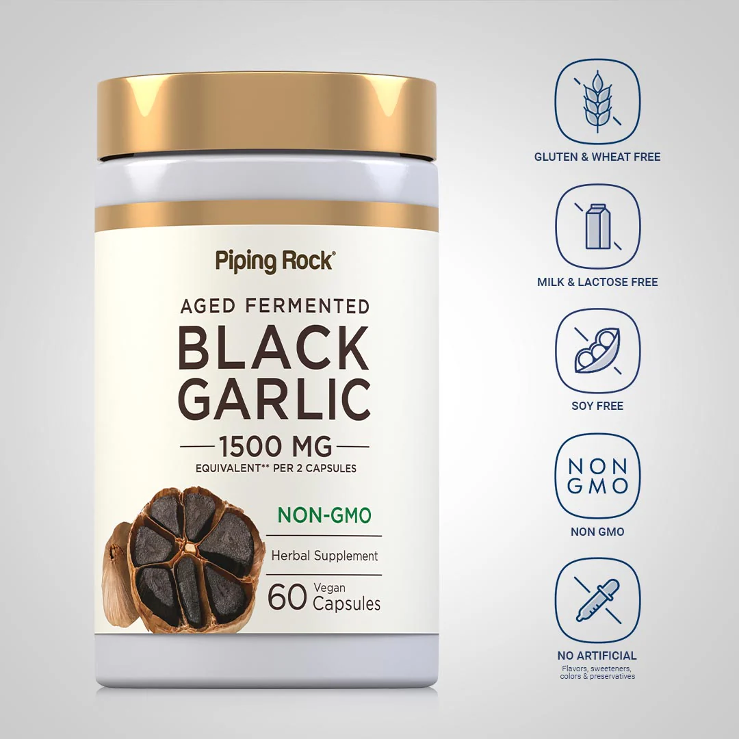 Black Garlic, 1500 mg (per serving), 60 Vegan Capsules, 2  Bottles - Image 4