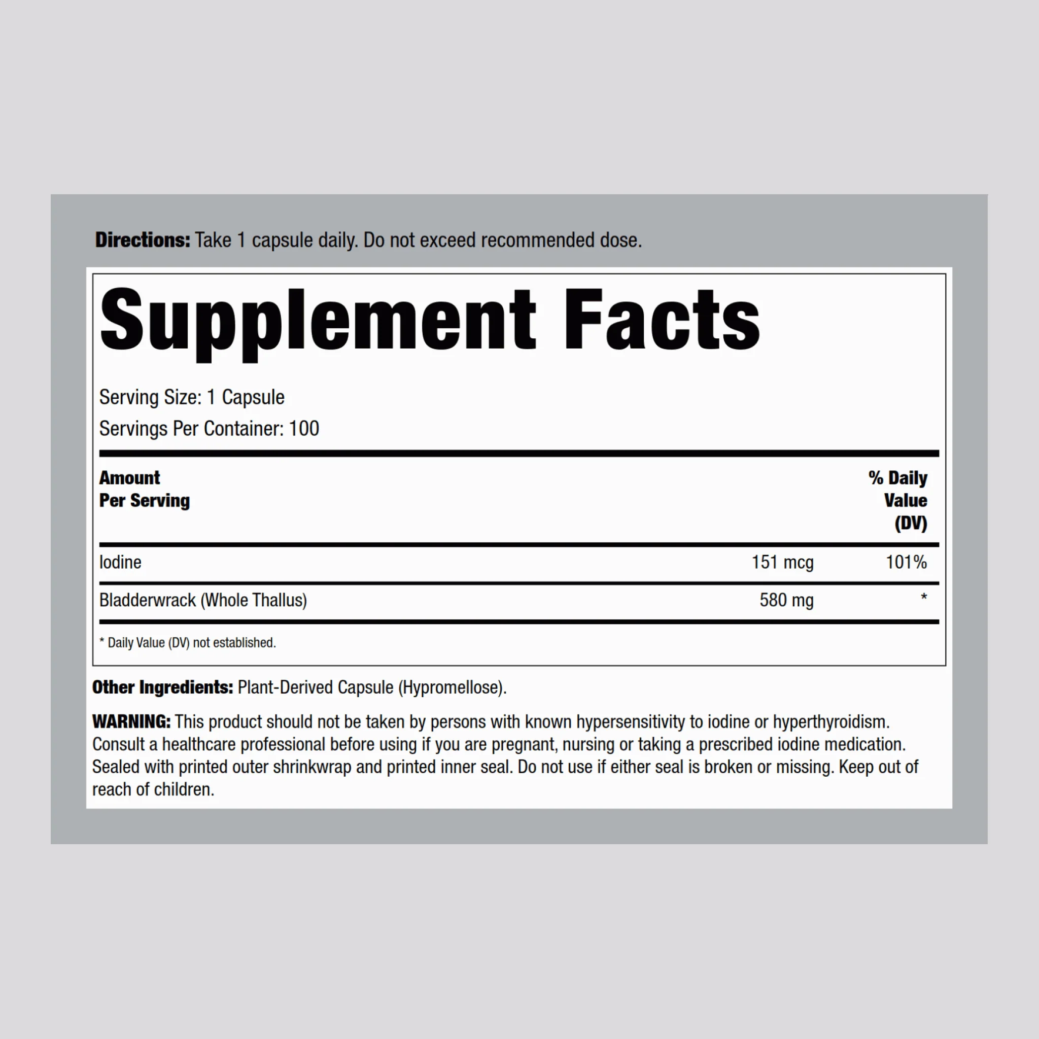 Bladderwrack, 580 mg, 100 Vegetarian Capsules - Image 2