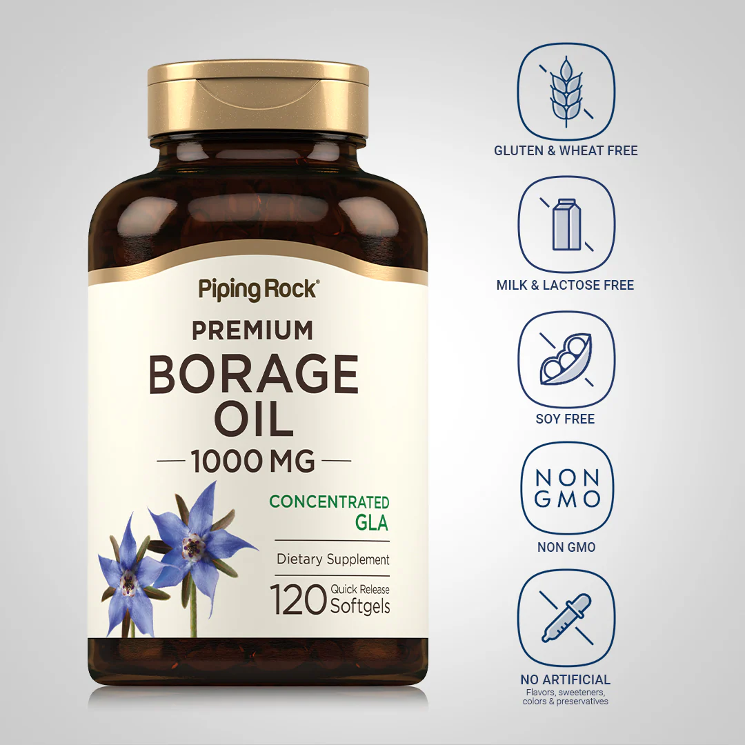 Borage Oil (GLA), 1000 mg, 120 Quick Release Softgels - Image 4