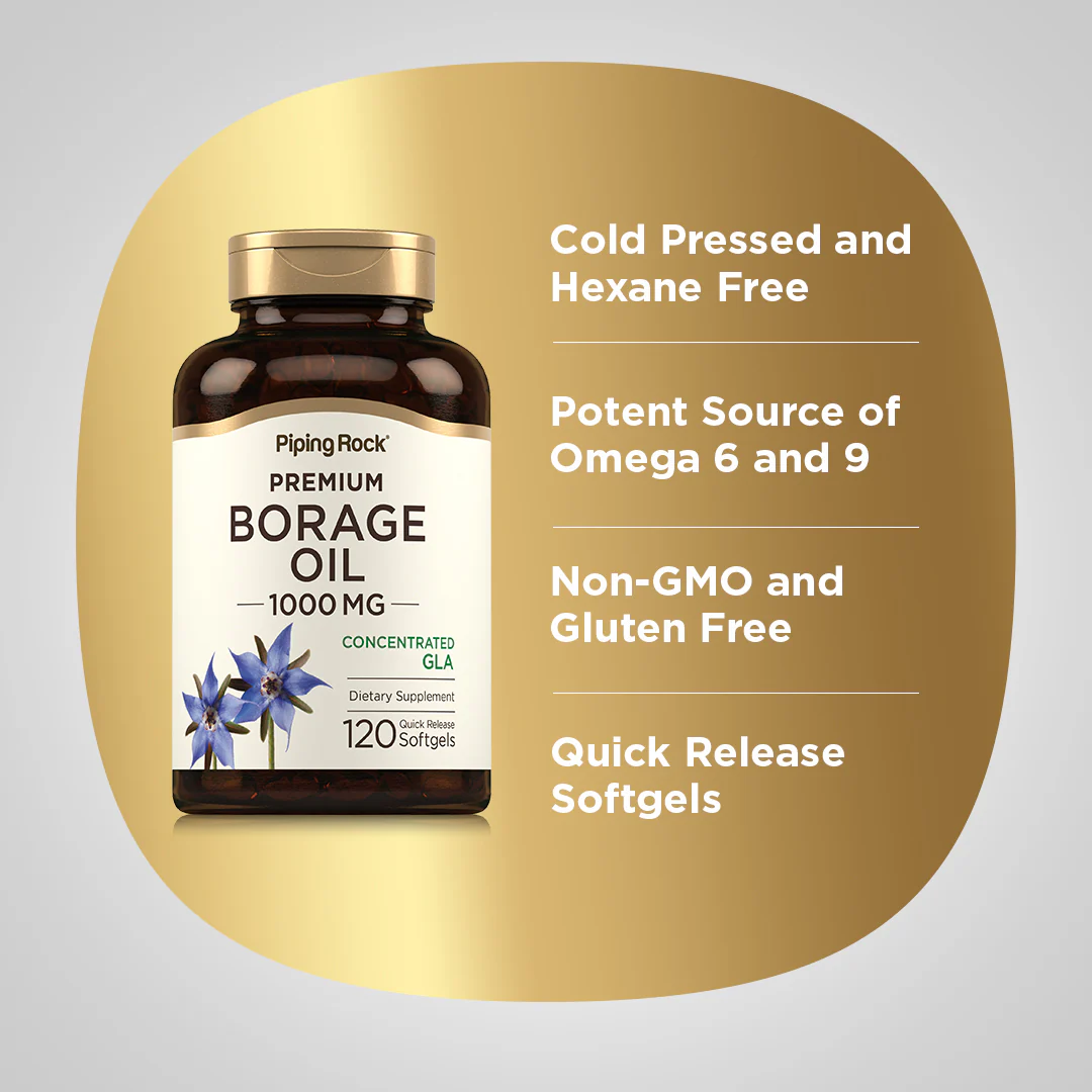 Borage Oil (GLA), 1000 mg, 120 Quick Release Softgels, 2  Bottles - Image 4