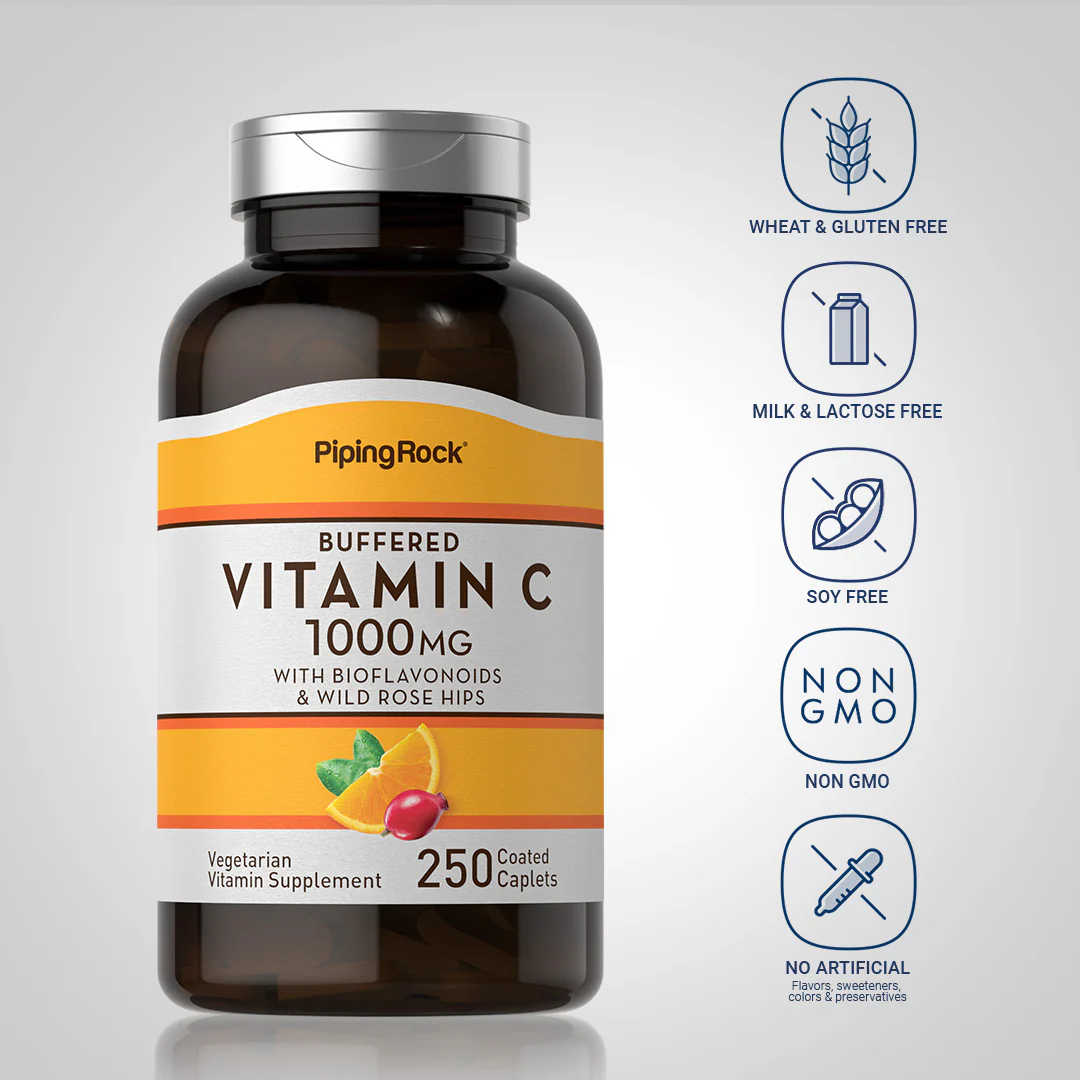 Buffered C 1000 mg with Bioflavonoids & Wild Rose Hips, 250 Coated Caplets - Image 5