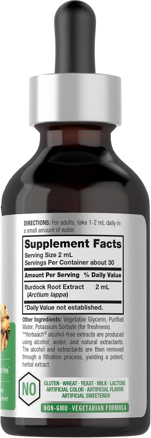 Burdock Root Liquid Extract Alcohol Free, 2 fl oz (59 mL) Dropper Bottle - Image 4